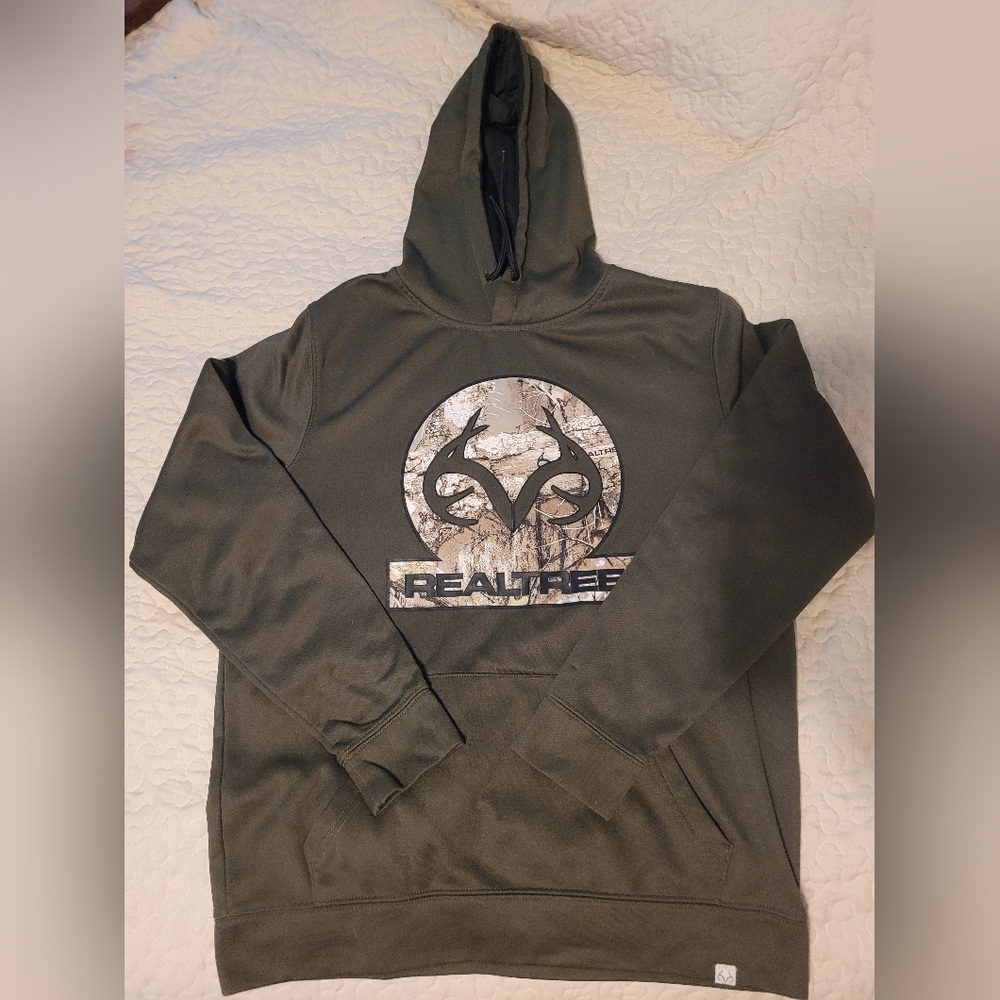 Realtree Mens Medium Olive Green Pullover